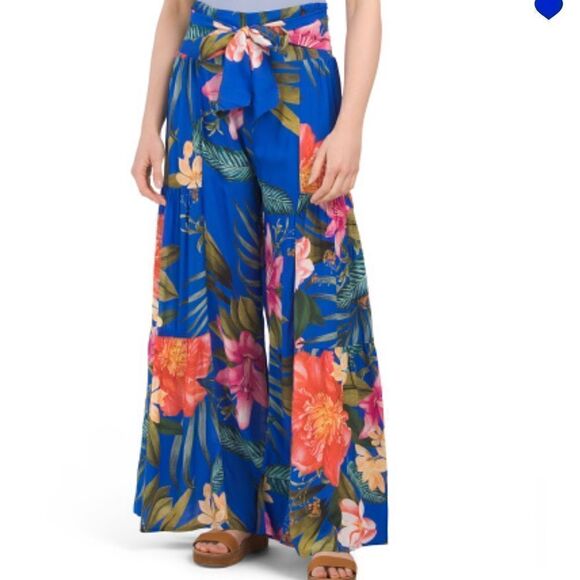PQ SWIM Cora Floral Blue Cover-Up Pants.Size M/L - Picture 1 of 15